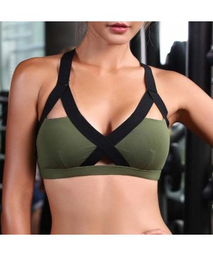 Bras Women Sports Bras Cross Band Yoga Racerback High Impact Workout Yoga Gym Activewear Fitness Bra - Green - CT193R20MAX