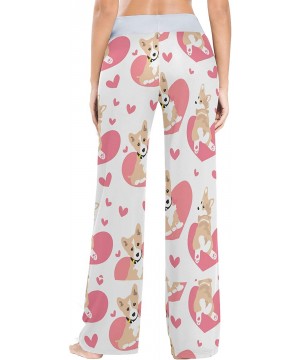 Bottoms Corgi Cute Pattern and Heart Women Pajama Pants Bottoms Palazzo Yoga Stretchy Wide Leg Trousers - CX19C4QDM3U