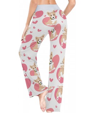 Bottoms Corgi Cute Pattern and Heart Women Pajama Pants Bottoms Palazzo Yoga Stretchy Wide Leg Trousers - CX19C4QDM3U