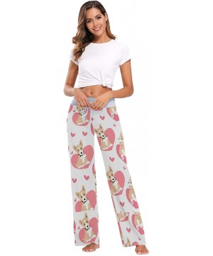 Bottoms Corgi Cute Pattern and Heart Women Pajama Pants Bottoms Palazzo Yoga Stretchy Wide Leg Trousers - CX19C4QDM3U