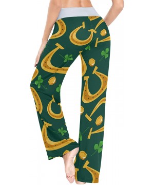 Bottoms Clover Leaf Lucky Seamless Pattern Women Loose Palazzo Casual Drawstring Sleepwear Print Yoga Pants - CO19CSGH33Z