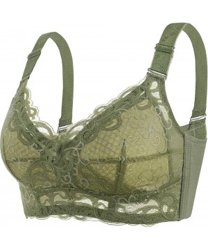 Bras Women's Minimizer Lace Bra-Wireless Unpadded Plus Size Bra Sexy Full Coverage Bra 34C-44DDD - Olive - C51989TL6MN