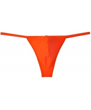 G-Strings & Thongs Men 4 Way Stretchy Micro Thongs Underwear Narrow Strings Crotch Hip Tanga Pants - Orange - CA198OWNMH0