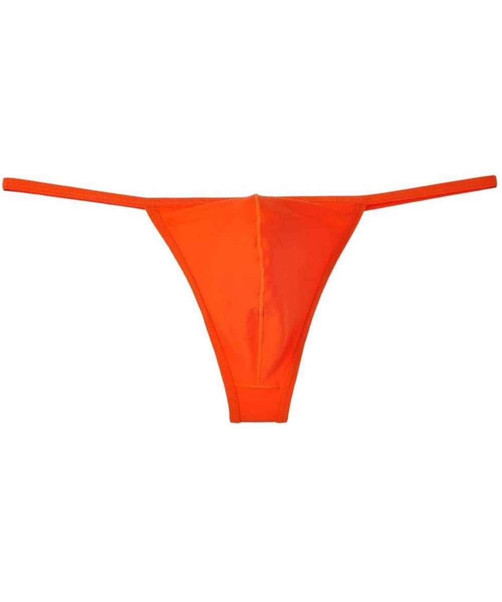 G-Strings & Thongs Men 4 Way Stretchy Micro Thongs Underwear Narrow Strings Crotch Hip Tanga Pants - Orange - CA198OWNMH0