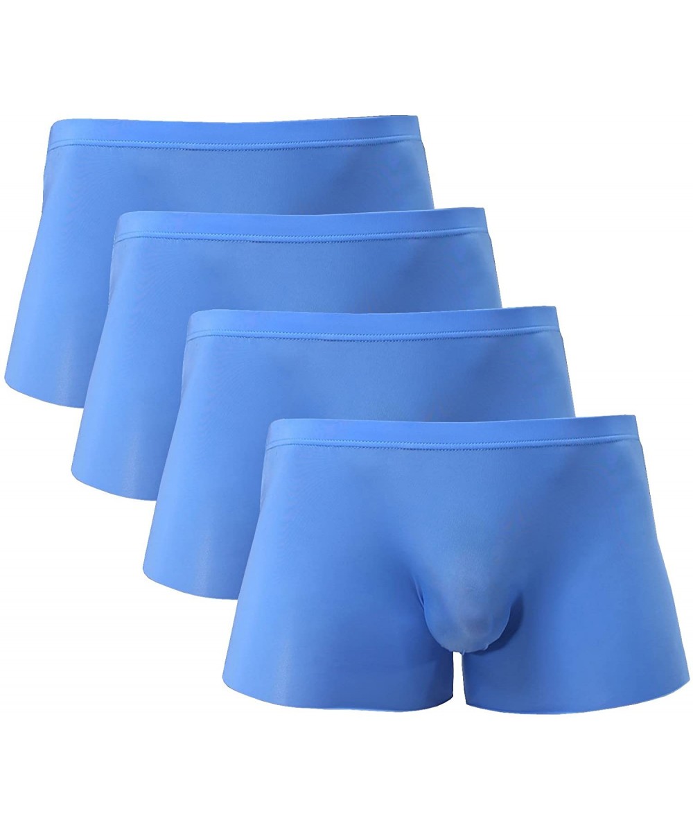 Boxer Briefs Men's Traceless Underwear Ice Silk Boxer Brief - 4-pack Blue - CA186OL60UK