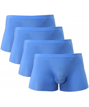 Boxer Briefs Men's Traceless Underwear Ice Silk Boxer Brief - 4-pack Blue - CA186OL60UK