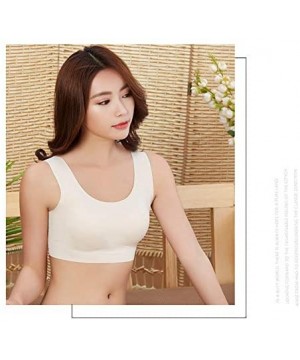 Bras Ultra-Thin Women Plus Size Ice Silk Comfort Bra in Yoga for Girls - White+beige - C7190L63EEL