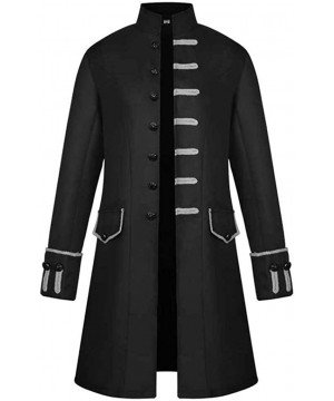 Thermal Underwear Mens Vintage Steampunk Tailcoat Jacket Victorian Frock Coat Tuxedo Buttons Outerwear - A-black - CS1932OQE9X