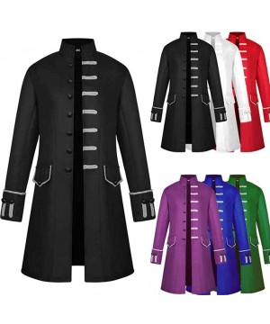 Thermal Underwear Mens Vintage Steampunk Tailcoat Jacket Victorian Frock Coat Tuxedo Buttons Outerwear - A-black - CS1932OQE9X