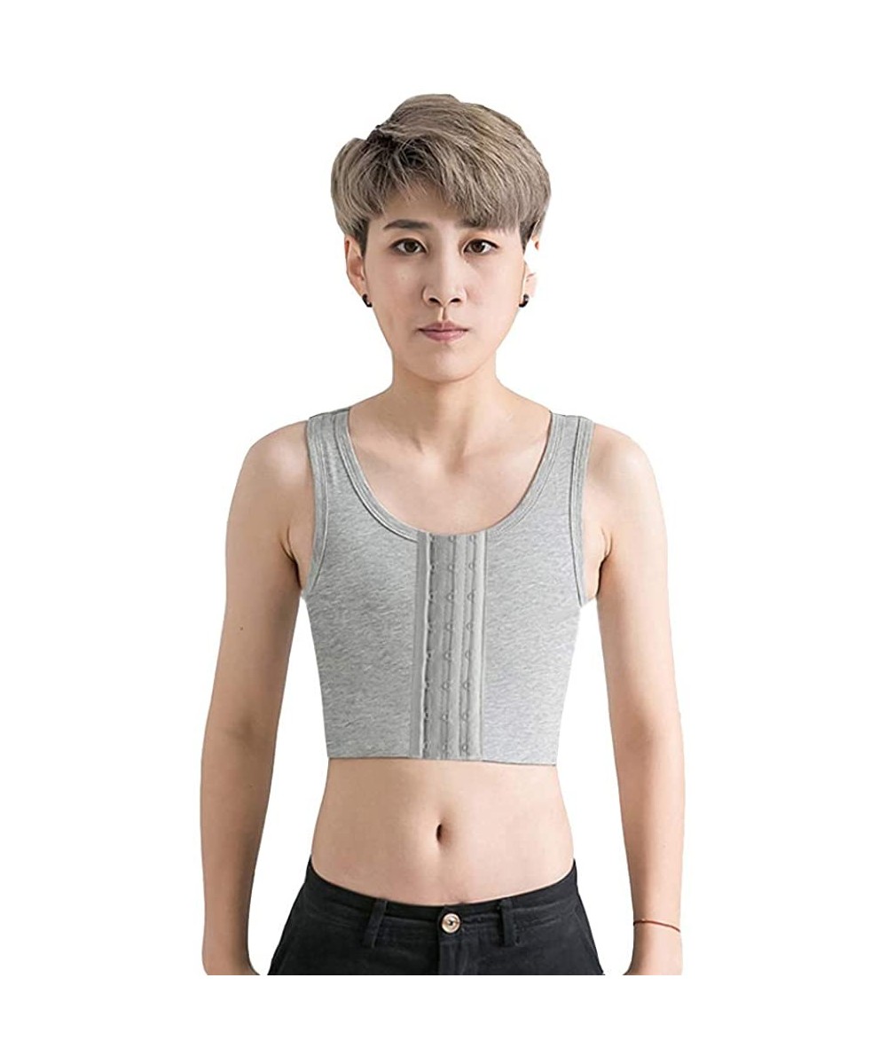 Bustiers & Corsets Tomboy Elastic Band Hook Breast Chest Binders Tran Lesbian Underwear Tank Top - Gray - CJ18ZLUS4DT