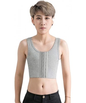 Bustiers & Corsets Tomboy Elastic Band Hook Breast Chest Binders Tran Lesbian Underwear Tank Top - Gray - CJ18ZLUS4DT