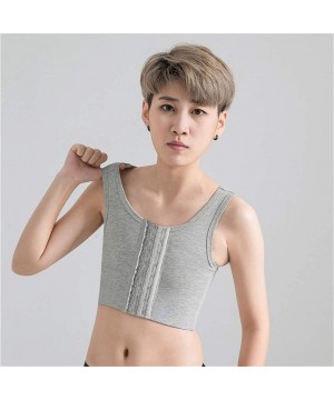 Bustiers & Corsets Tomboy Elastic Band Hook Breast Chest Binders Tran Lesbian Underwear Tank Top - Gray - CJ18ZLUS4DT