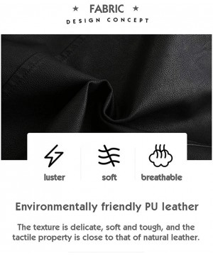 Thermal Underwear Men's Vintage Leather Jacket Lightweight Windproof Faux Leather Coat Stand Collar Motorcycle Outwear with Z...