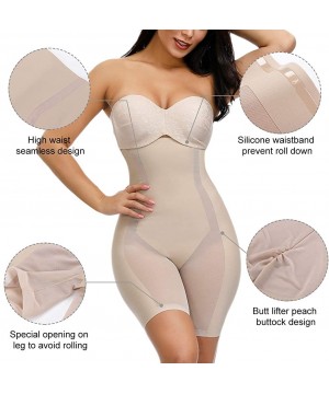 Shapewear Women's Seamless Shapewear High Waist Butt Lifter Body Shaper Tummy Control Thigh Slimmer - Nude - CJ18Y2XMMA8