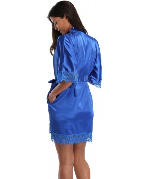 Robes Silk Kimono Robe Women Sleepwear Short Bridesmaid Bath Robes Wedding Party - Royablue - CW17AAXA6KD