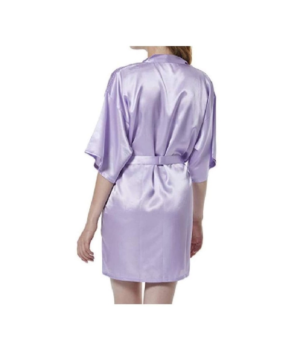 Robes Women Cardigan Pure Colour Charmeuse Short Bridesmaid Spa Robe AS1 S - As1 - C419DCW2A24