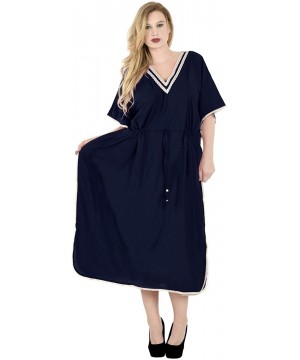 Nightgowns & Sleepshirts Women's Caftan Sundress Casual Evening Dress Cover Ups Solid Plain - Navy Blue_p409 - CA12EU1XPTT