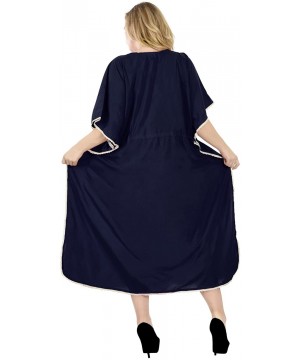 Nightgowns & Sleepshirts Women's Caftan Sundress Casual Evening Dress Cover Ups Solid Plain - Navy Blue_p409 - CA12EU1XPTT