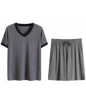 Sleep Sets Men's Oversized Thin Summer Lounger Baggy Casual Leisure Sleepwear Set - Dark Grey - CN199DX7GDK