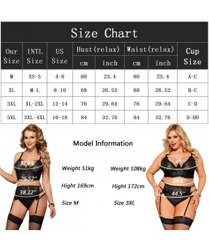 Garters & Garter Belts Women Lace Mesh Lingerie Set Plus Size Bra and High-Waisted Garter Belt Set Nightwear M-5XL - Style 2 ...