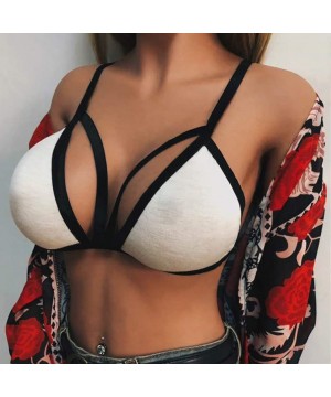 Accessories Sexy Women Elastic Cage Bra Lace Camisole Tank Tops Bra Bustier Bandage Teddy Corset S-XL - White - CS195AWAQUW