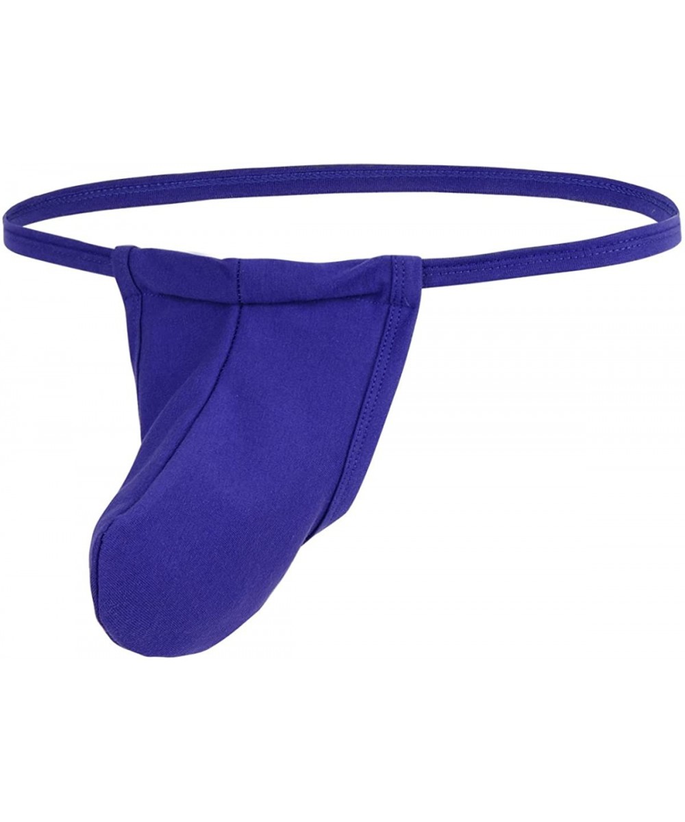 G-Strings & Thongs Mens Low Rise Micro Bikini Thong G-String Pouch O-Ring Jockstraps Swim Briefs Underwear - Blue - CB19DWIC632