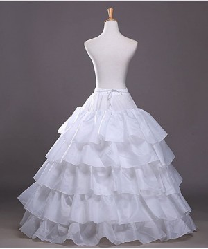 Slips Women's Full Length Petticoat Slips Bridal Tulle Lace Crinoline Underskirt - White3 - CP12O1ZHC29