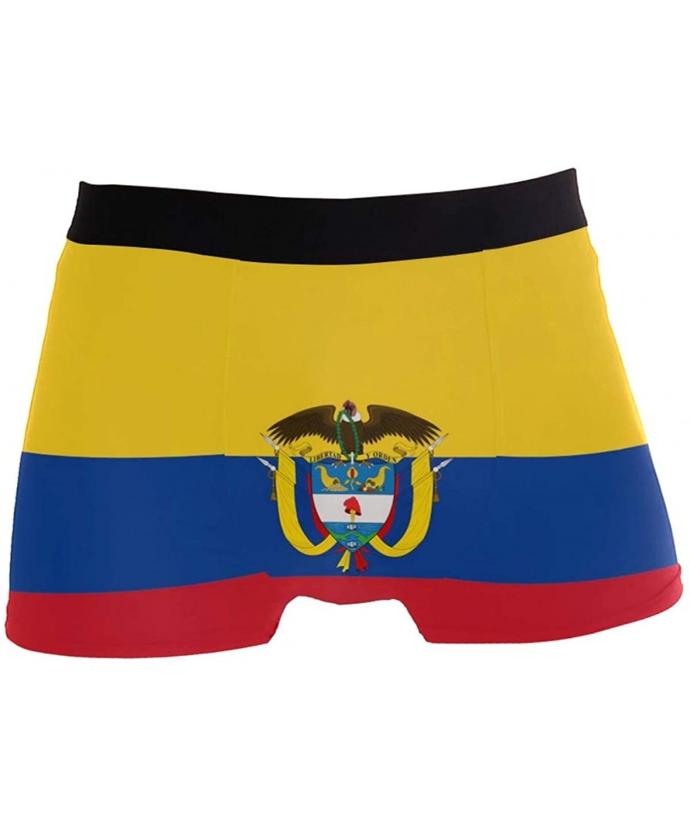 Boxer Briefs Breathable Boxer Brief Underwear Mens Boys Colombia Flag National Emblem Black - C418NKQ7UDQ