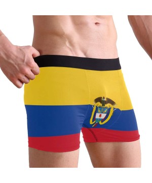 Boxer Briefs Breathable Boxer Brief Underwear Mens Boys Colombia Flag National Emblem Black - C418NKQ7UDQ