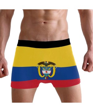 Boxer Briefs Breathable Boxer Brief Underwear Mens Boys Colombia Flag National Emblem Black - C418NKQ7UDQ