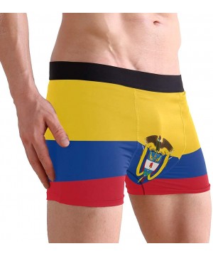 Boxer Briefs Breathable Boxer Brief Underwear Mens Boys Colombia Flag National Emblem Black - C418NKQ7UDQ