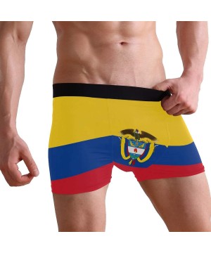 Boxer Briefs Breathable Boxer Brief Underwear Mens Boys Colombia Flag National Emblem Black - C418NKQ7UDQ