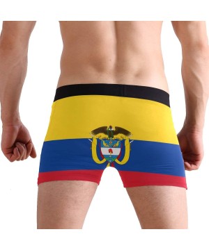 Boxer Briefs Breathable Boxer Brief Underwear Mens Boys Colombia Flag National Emblem Black - C418NKQ7UDQ