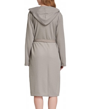 Robes Women Men Hotel Spa Soft Robe Waffle Weave Kimono Nightwear Sleepwear Bathrobe - Hooded Grey - CJ193IQ3ISC