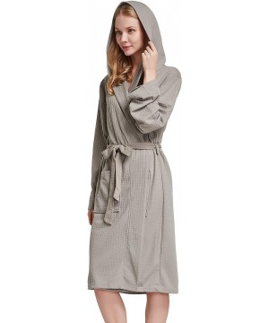 Robes Women Men Hotel Spa Soft Robe Waffle Weave Kimono Nightwear Sleepwear Bathrobe - Hooded Grey - CJ193IQ3ISC