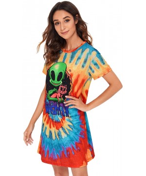 Nightgowns & Sleepshirts Women's Tropical Tee Shirt Dress Short Sleeves Round Neck Casual Nightgown Multicoloured X-Small - M...