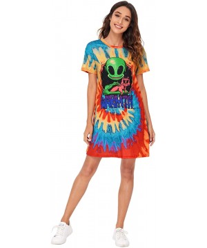 Nightgowns & Sleepshirts Women's Tropical Tee Shirt Dress Short Sleeves Round Neck Casual Nightgown Multicoloured X-Small - M...