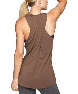 Bras Women Yoga Tank Tops Solid Color Sleeveless O-Neck Training Sport Quick Dry Casual Loose Vest - Brown - C61965HN78S