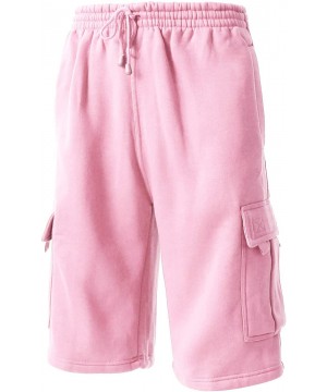 Sleep Bottoms Men Premium Cargo Sweat Shorts & Sweatpants Loose Comfort Fit M-5XL - 1rd02_pink - CZ18N820U0G