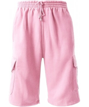 Sleep Bottoms Men Premium Cargo Sweat Shorts & Sweatpants Loose Comfort Fit M-5XL - 1rd02_pink - CZ18N820U0G