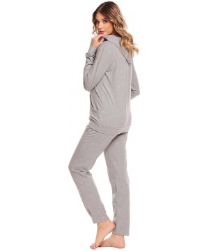 Sets Women Hoodie Pajamas Set Pullover Lounge Outfits Long Sleeve Sleep Tops & Drawstring Pants - Gray - CX188DZZCWS