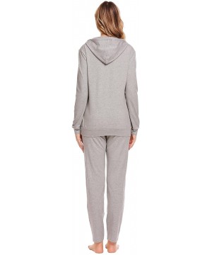 Sets Women Hoodie Pajamas Set Pullover Lounge Outfits Long Sleeve Sleep Tops & Drawstring Pants - Gray - CX188DZZCWS