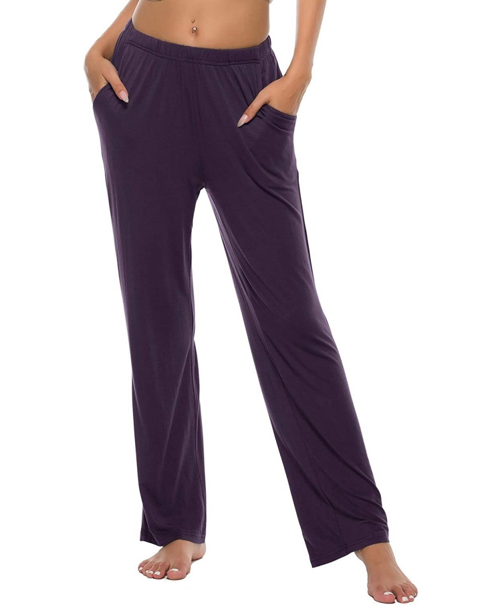 Bottoms Women's Pajama Pants Modal Pajama Bottoms Knit Sleep Pants with Pockets - Light Purple - C9199U4NM3T