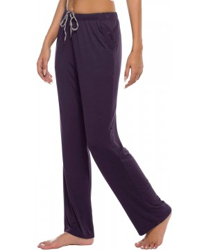 Bottoms Women's Pajama Pants Modal Pajama Bottoms Knit Sleep Pants with Pockets - Light Purple - C9199U4NM3T