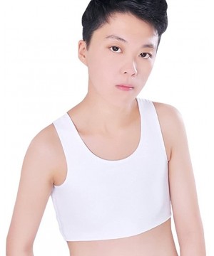 Bustiers & Corsets Les Lesbian Tomboy Short Vest Chest Binder Tops - White - CY11N9U2HL5