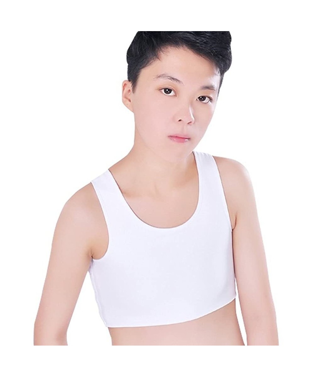 Bustiers & Corsets Les Lesbian Tomboy Short Vest Chest Binder Tops - White - CY11N9U2HL5