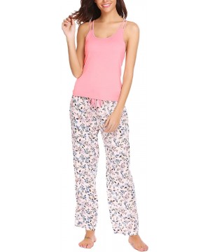 Nightgowns & Sleepshirts Womens Sleepwear Sets Racerback Tank Top and Pants 2 Piece Pajamas Set - Pink - CI188T6I3A0