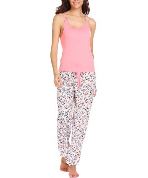 Nightgowns & Sleepshirts Womens Sleepwear Sets Racerback Tank Top and Pants 2 Piece Pajamas Set - Pink - CI188T6I3A0