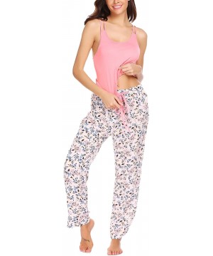 Nightgowns & Sleepshirts Womens Sleepwear Sets Racerback Tank Top and Pants 2 Piece Pajamas Set - Pink - CI188T6I3A0