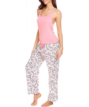 Nightgowns & Sleepshirts Womens Sleepwear Sets Racerback Tank Top and Pants 2 Piece Pajamas Set - Pink - CI188T6I3A0